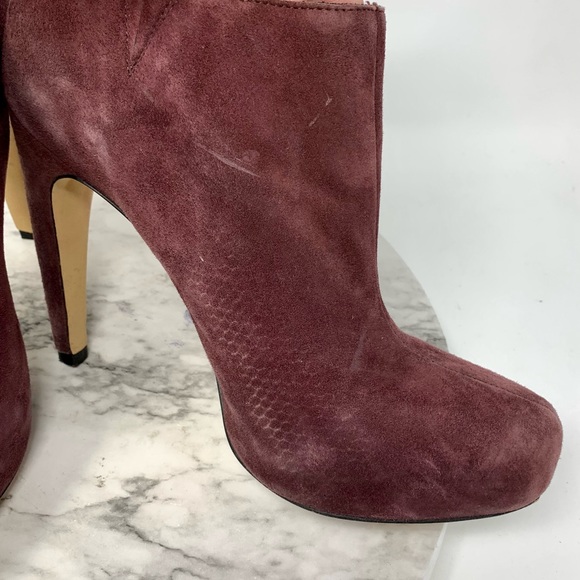 Sam Edelman Keaton burgundy suede platform dress bootie rear zip 9 event chic - Picture 10 of 15